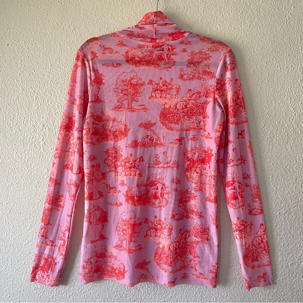 Rachel Antonoff Taffy Batter MANHUNT Lillian Pink/Red Mesh Knit Top Size Large - Picture 10 of 16
